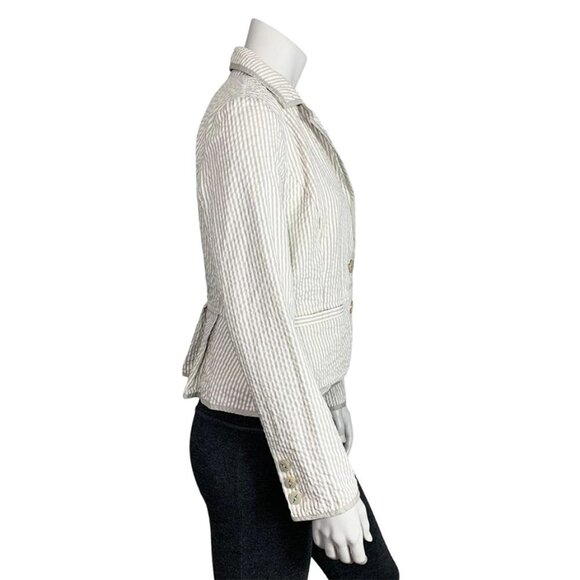 SANDRO Seersucker Striped Blazer - Picture 2 of 7